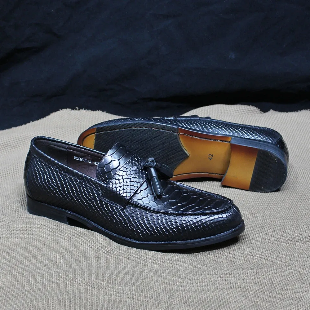 Alino - Alligator print tassel leather loafers for men