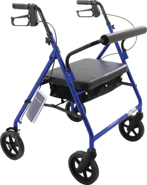Bariatric Rollator with 8-inch Wheels, Blue Finish, 400 lb Weight Capacity