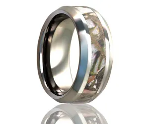 Beveled Edge Desert Camo Titanium Ring