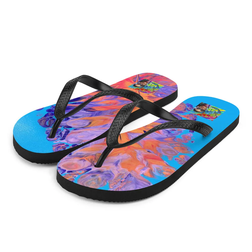Blue Feather Flip-Flops
