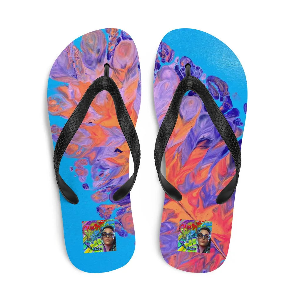 Blue Feather Flip-Flops