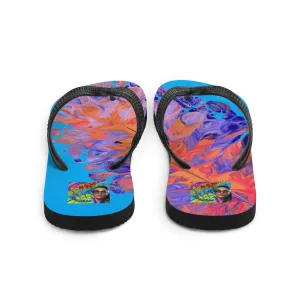 Blue Feather Flip-Flops