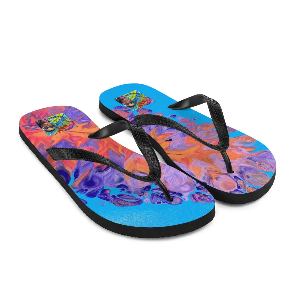 Blue Feather Flip-Flops