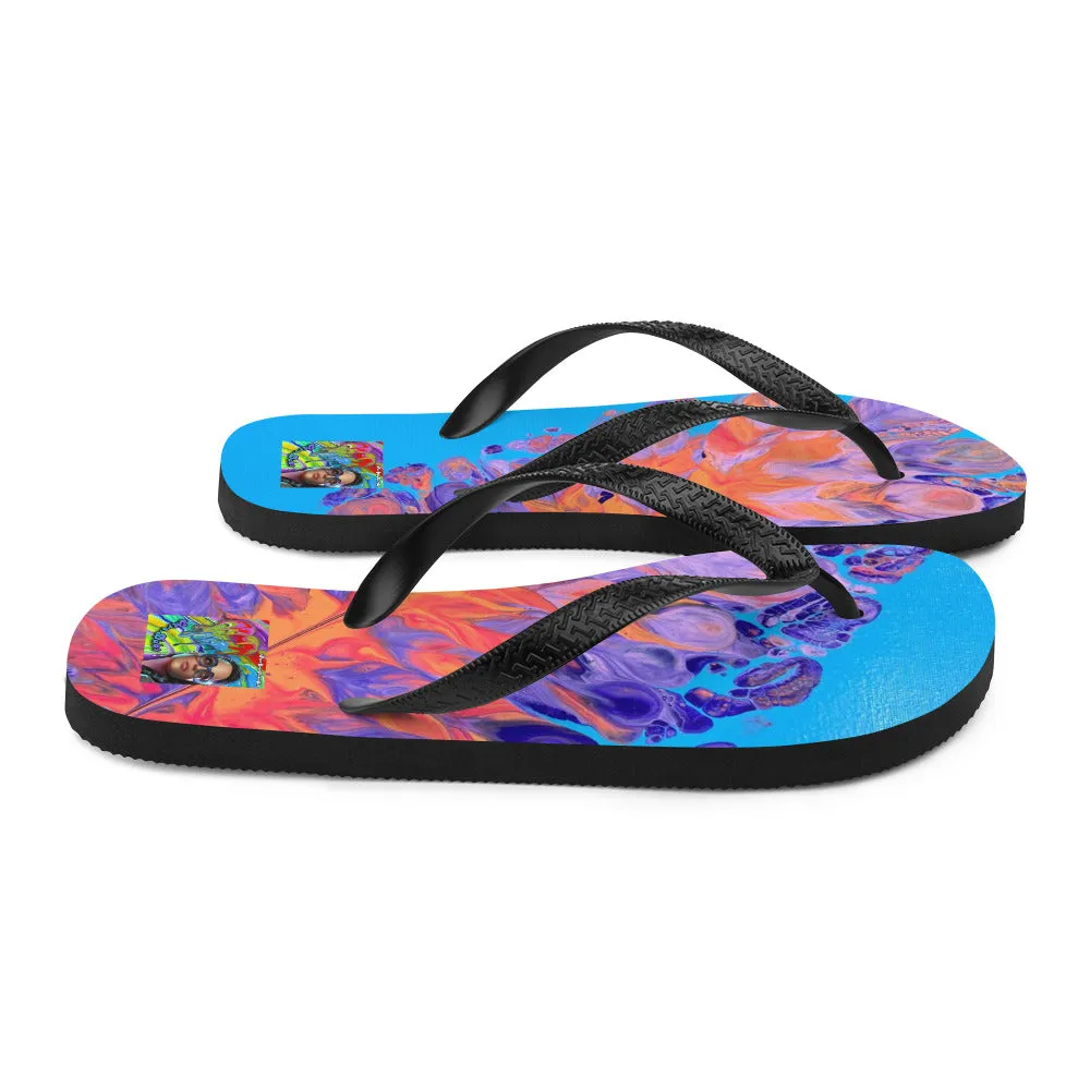 Blue Feather Flip-Flops