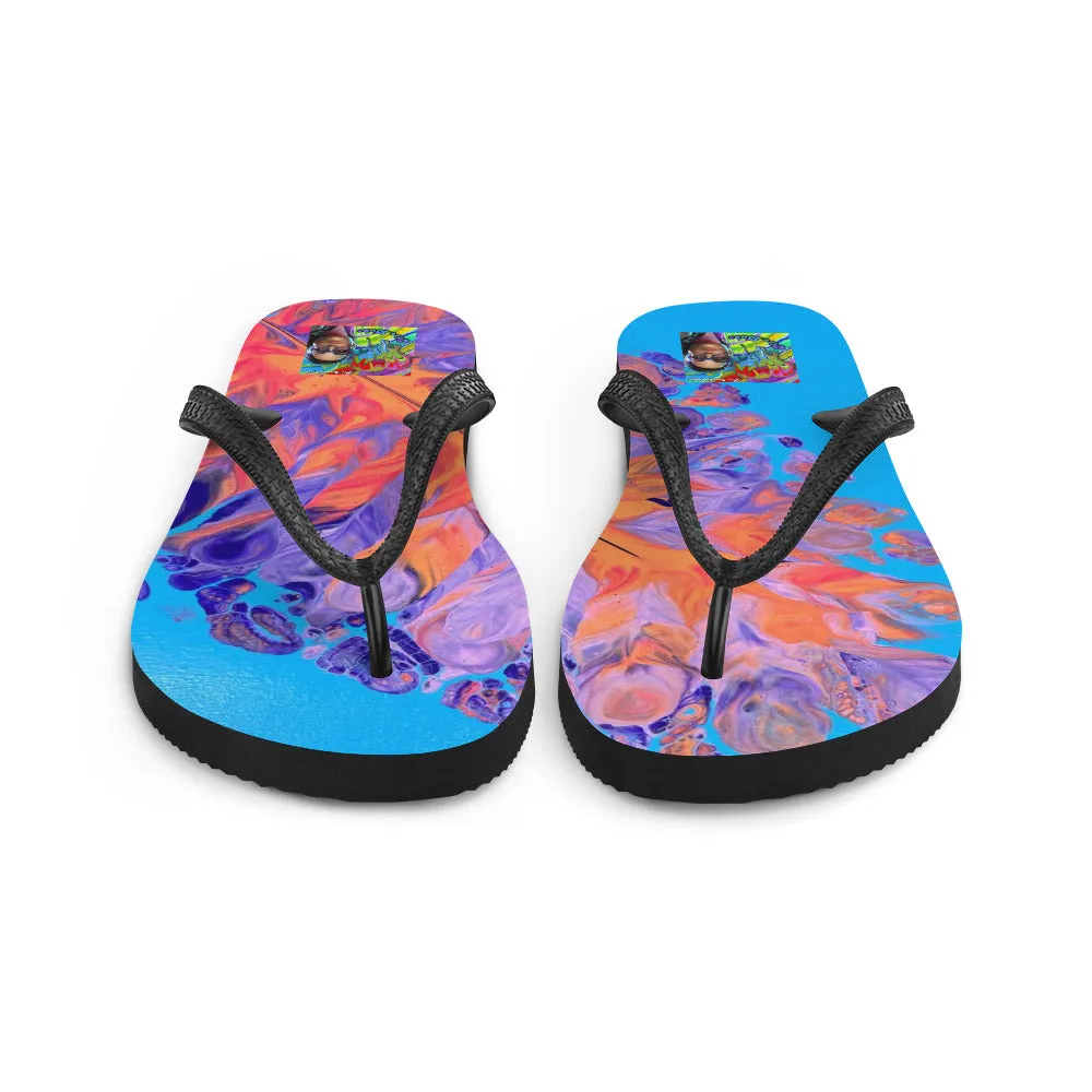 Blue Feather Flip-Flops