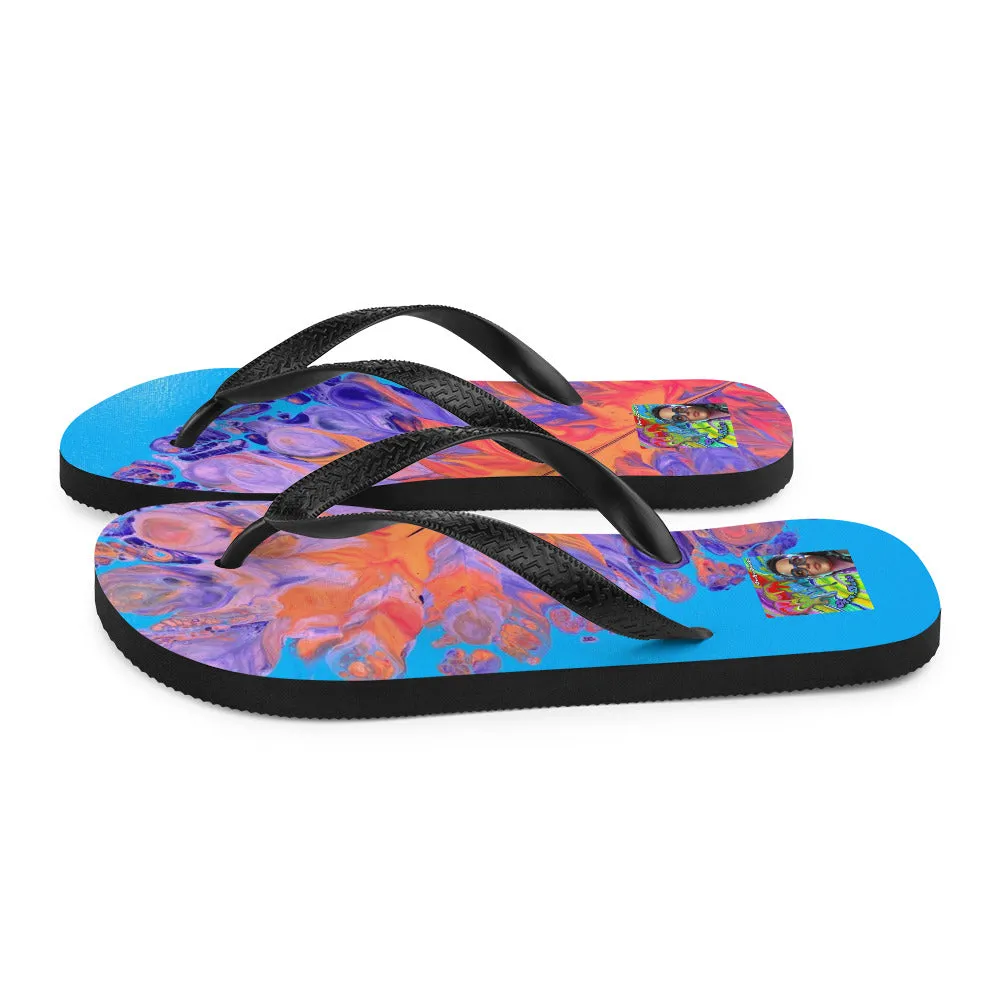 Blue Feather Flip-Flops