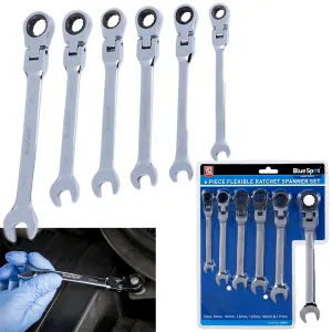 BlueSpot Ratchet Spanner Set Flexible Head Combination 6 Piece 8-17mm