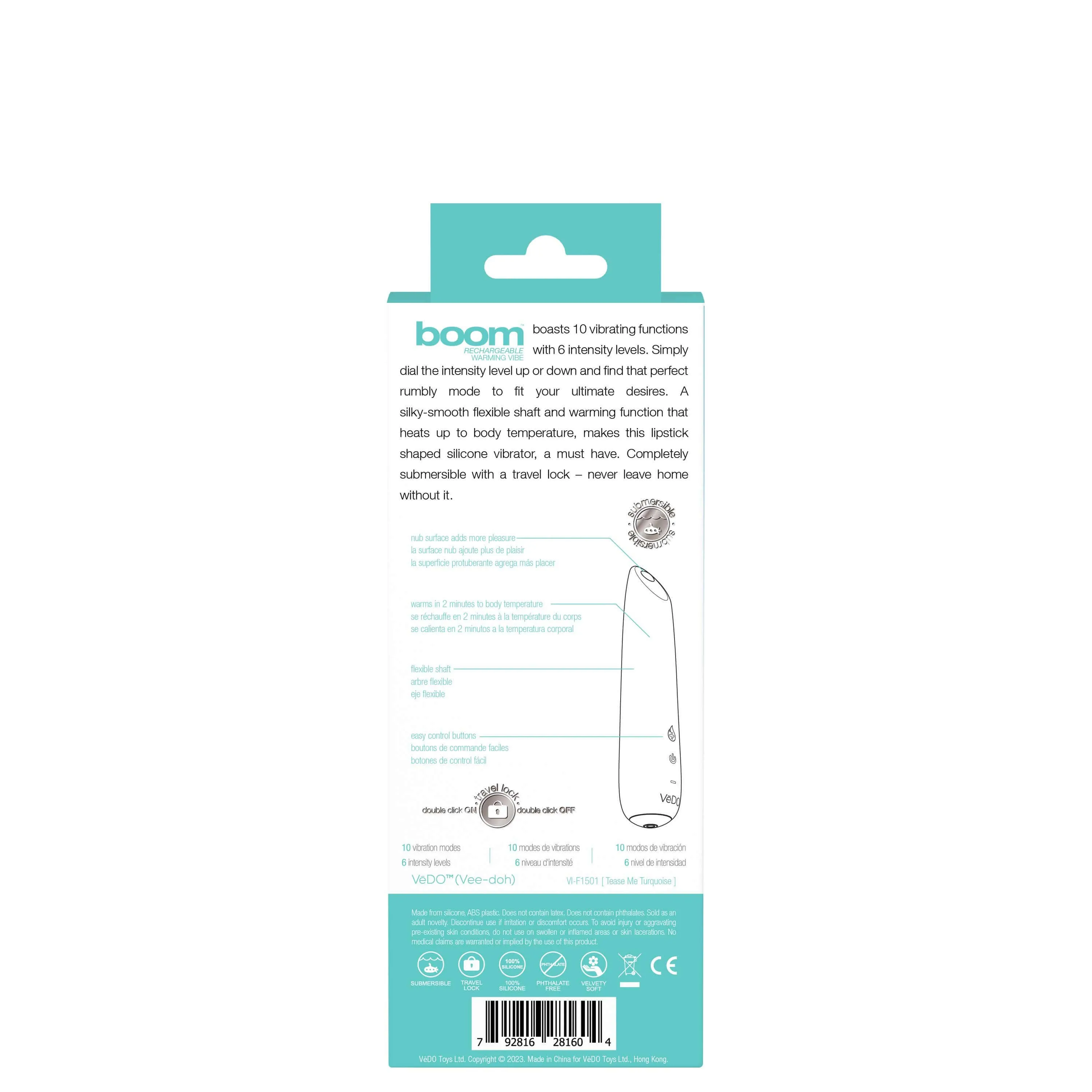 Boom Rechargeable Warming Vibe - Tease Me Turquoise