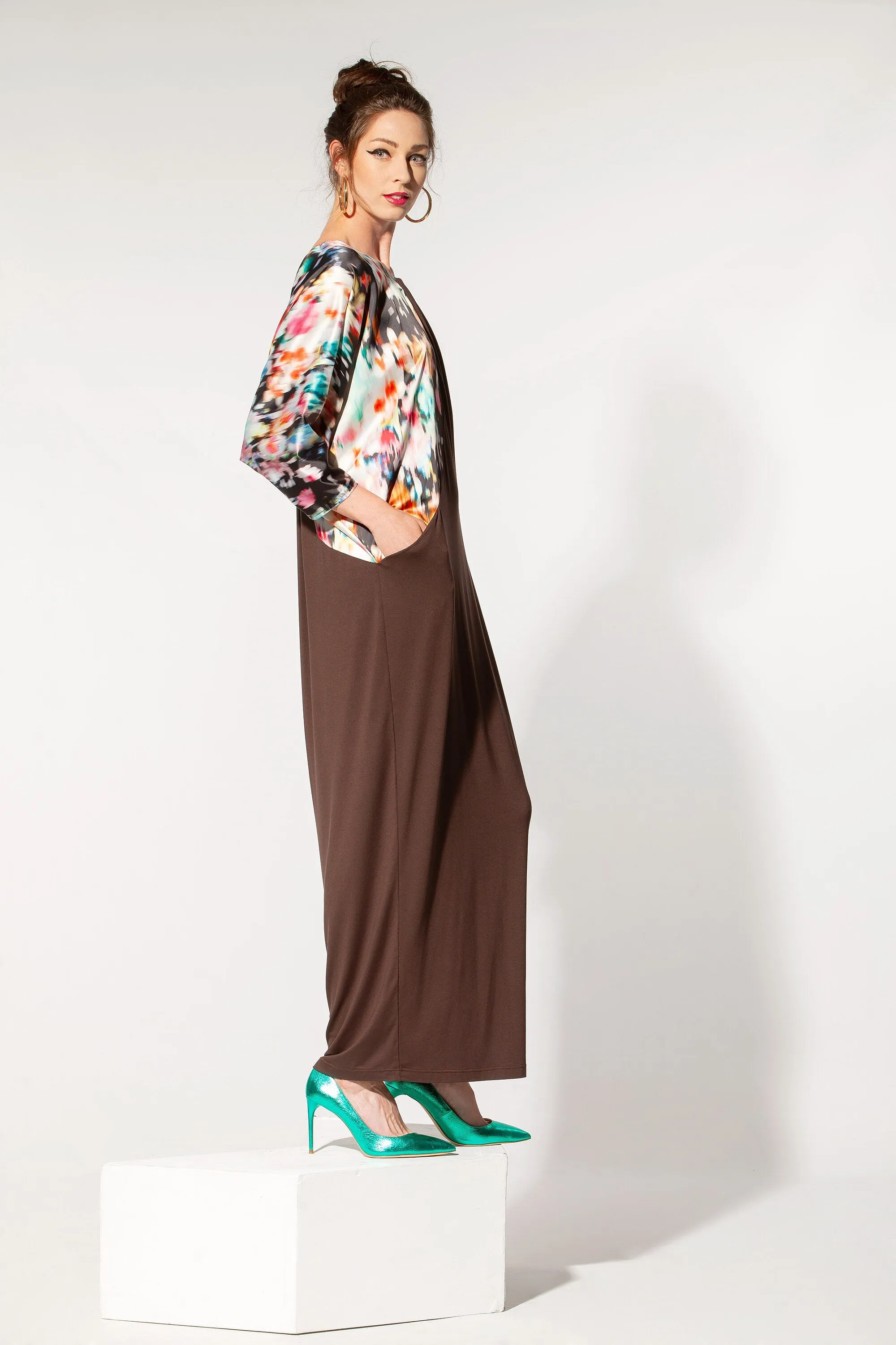 Brown Caftan Maxi Dress by cherryblossomdress, 045.399