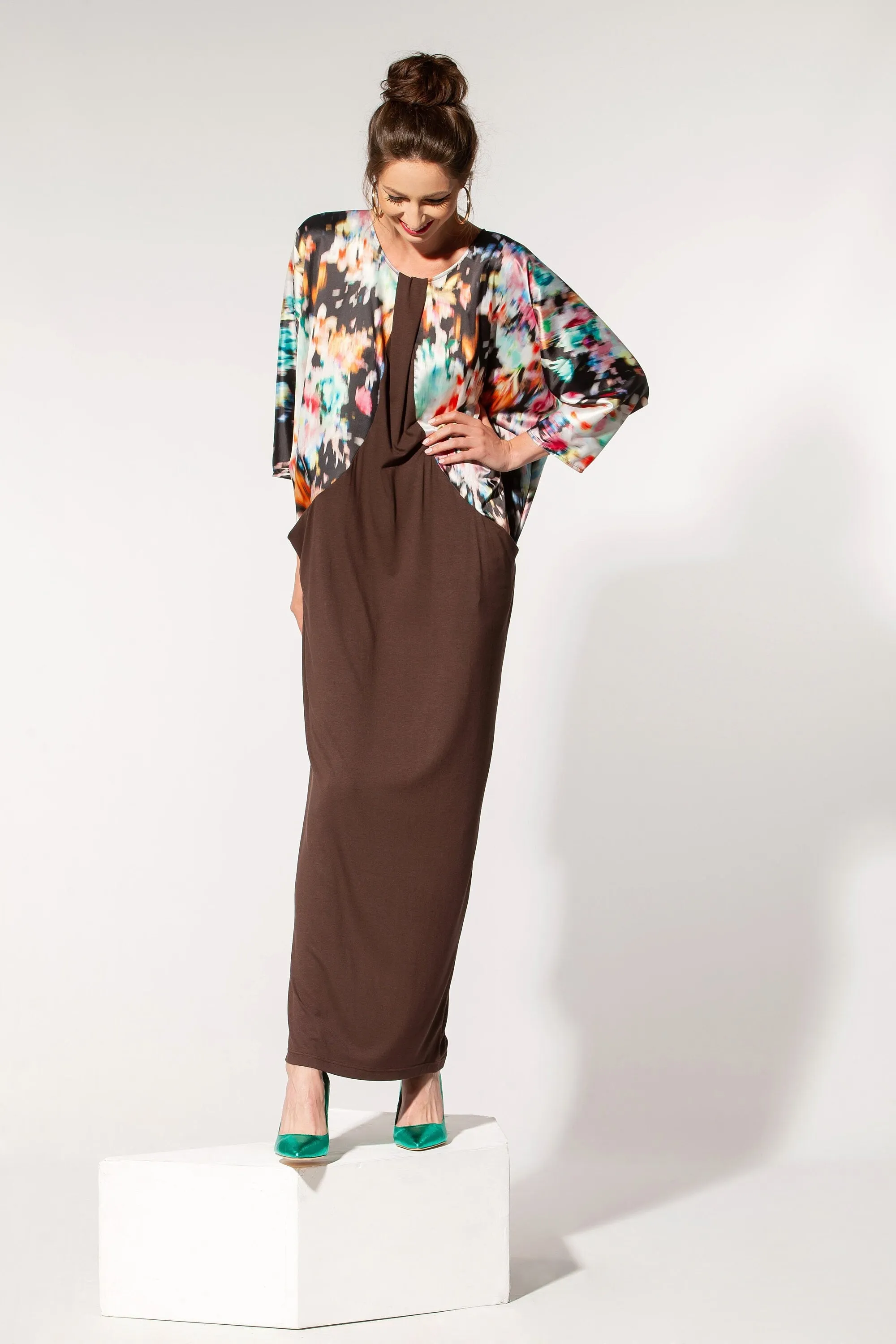 Brown Caftan Maxi Dress by cherryblossomdress, 045.399