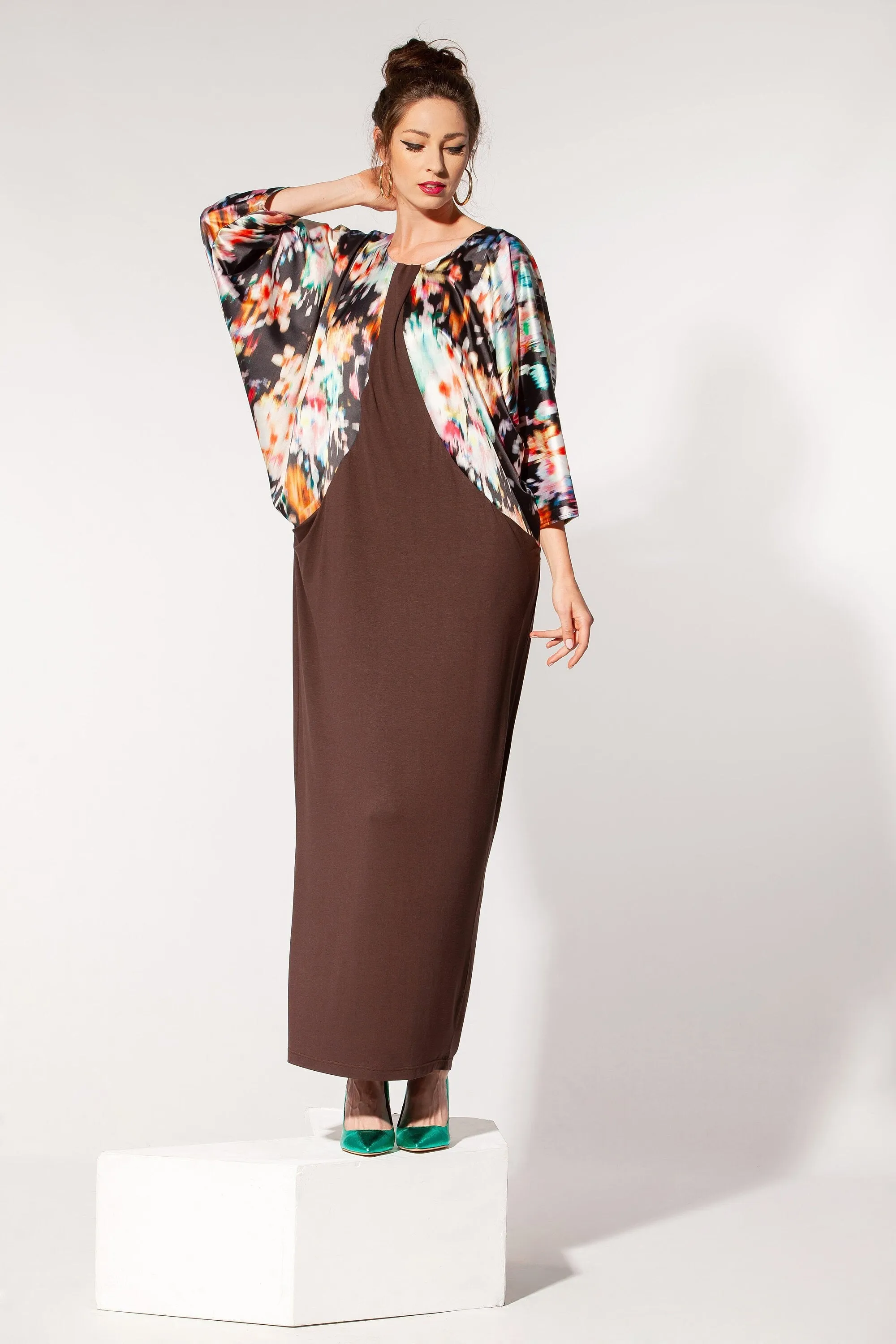 Brown Caftan Maxi Dress by cherryblossomdress, 045.399