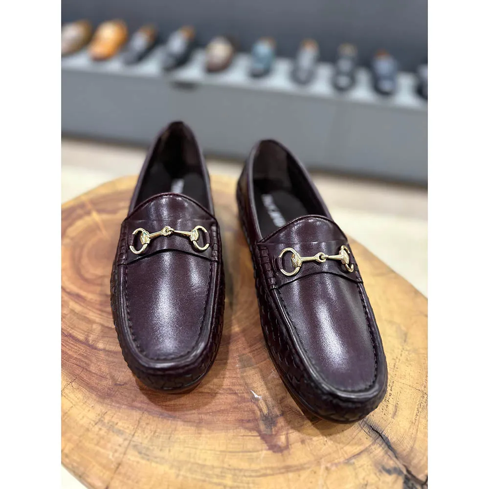Burgundy Bradided Horsebite Loafers