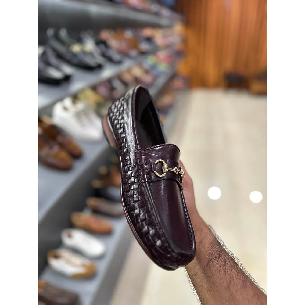 Burgundy Bradided Horsebite Loafers