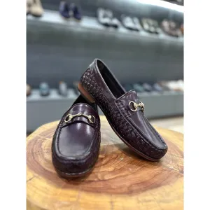 Burgundy Bradided Horsebite Loafers