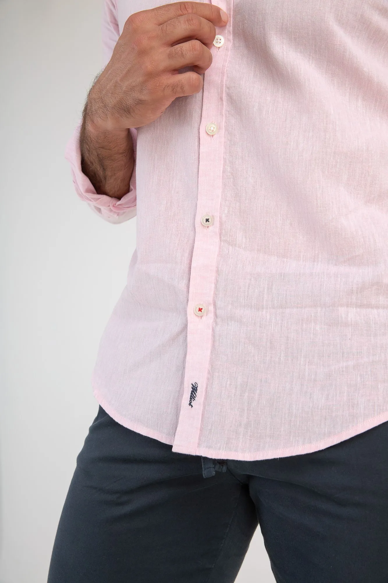 Camisa Lino Rosa Claro