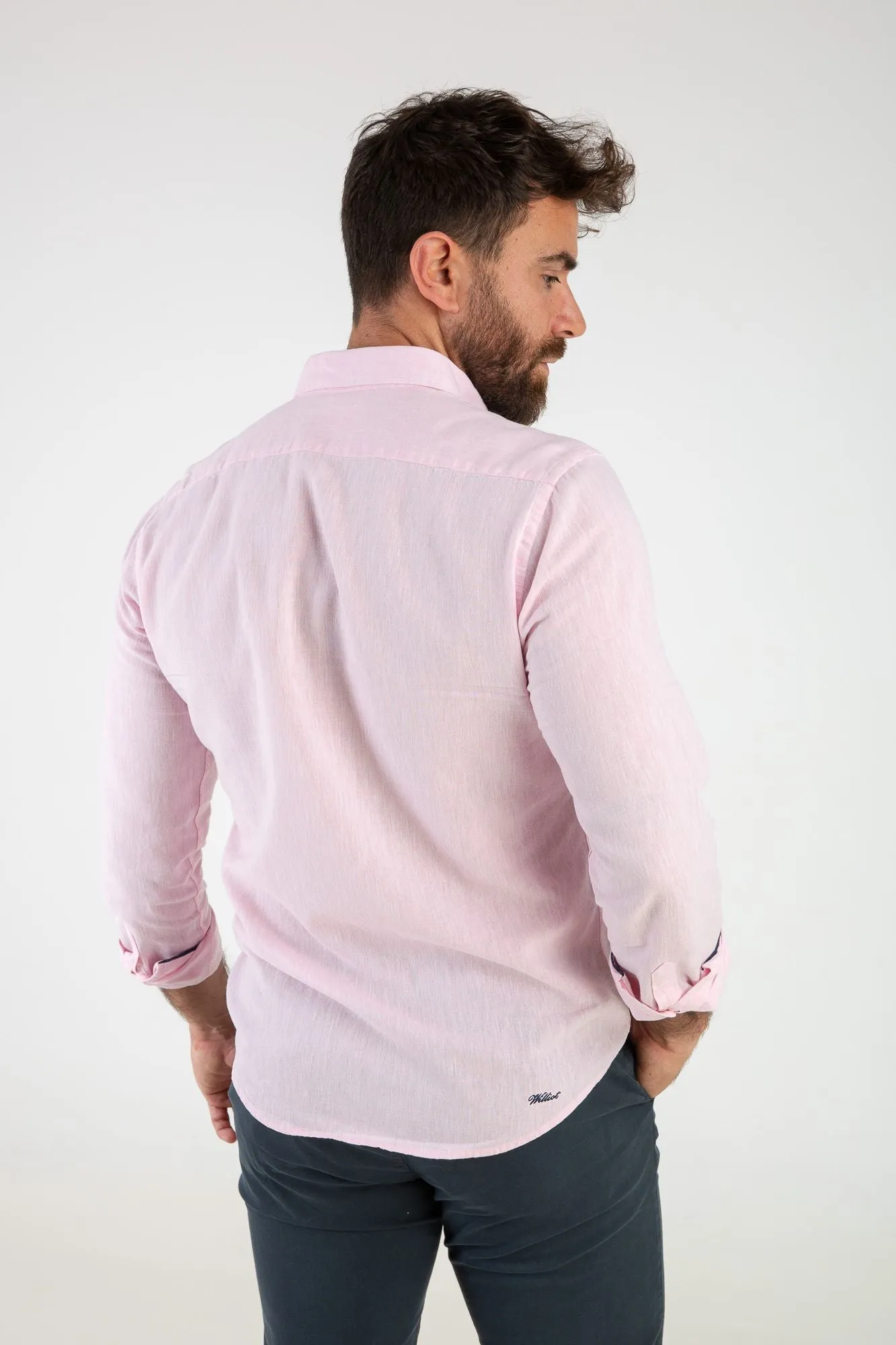 Camisa Lino Rosa Claro
