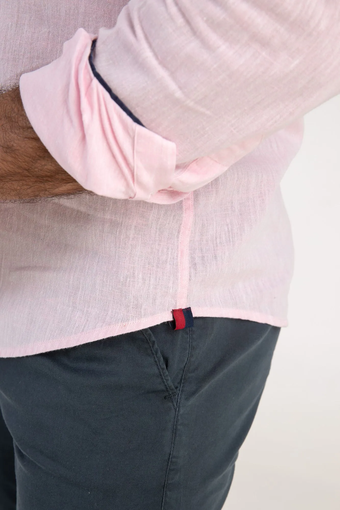 Camisa Lino Rosa Claro