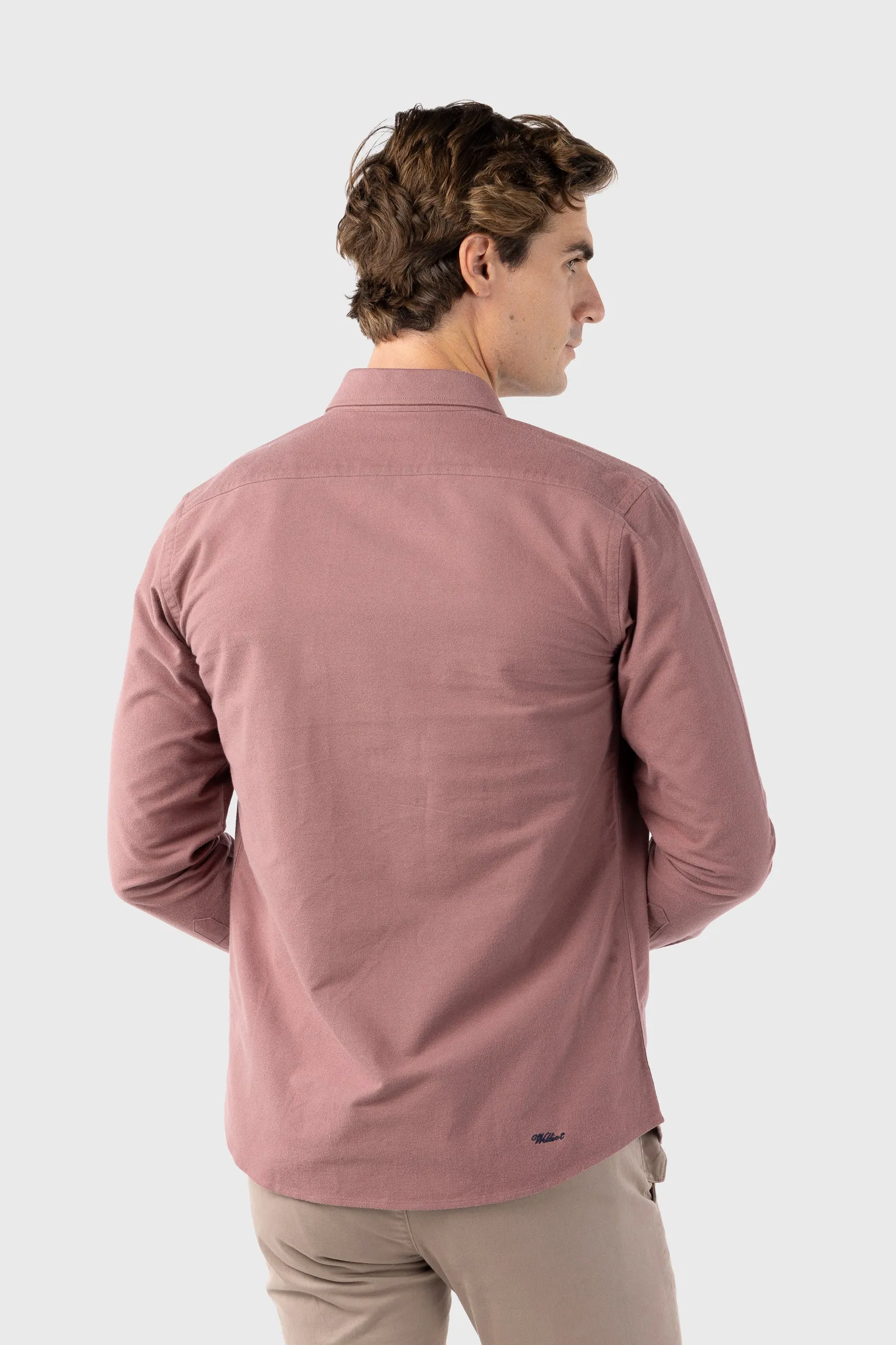 Camisa Oxford Marsala Acabado Brush