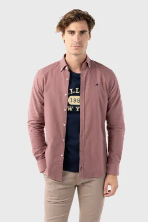 Camisa Oxford Marsala Acabado Brush