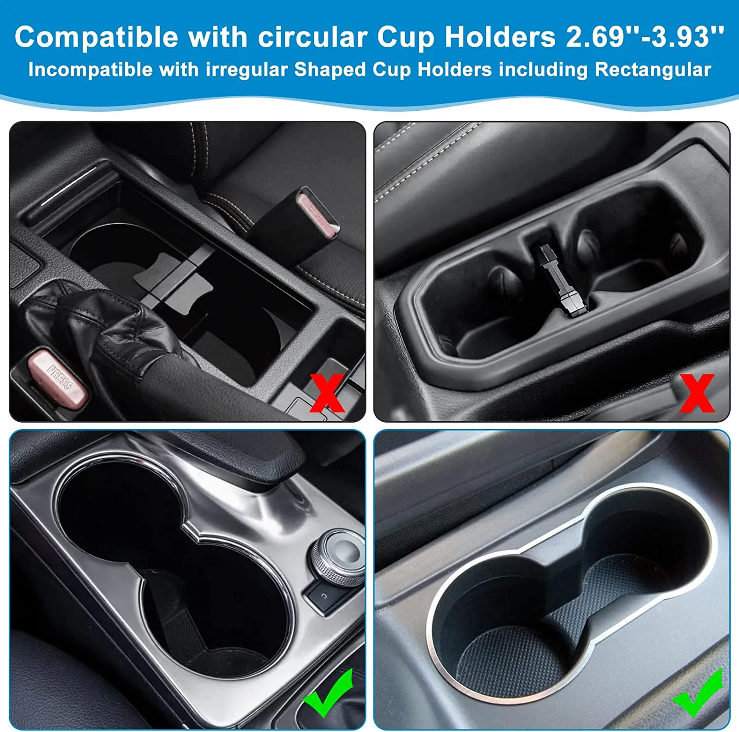Car Cup Holder 2-in-1, Custom-Fit For Car, Car Cup Holder Expander Adapter with Adjustable Base, Car Cup Holder Expander Organizer with Phone Holder WAMB233