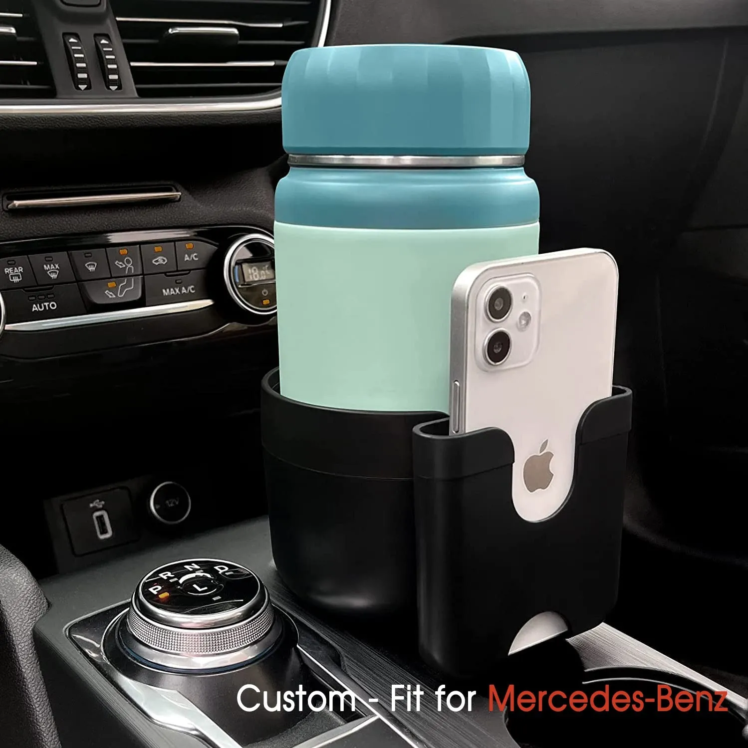 Car Cup Holder 2-in-1, Custom-Fit For Car, Car Cup Holder Expander Adapter with Adjustable Base, Car Cup Holder Expander Organizer with Phone Holder WAMB233
