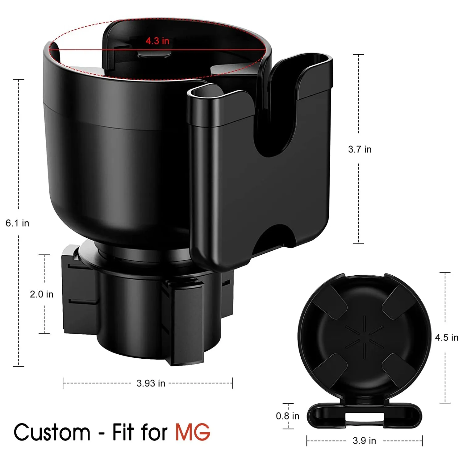 Car Cup Holder 2-in-1, Custom-Fit For Car, Car Cup Holder Expander Adapter with Adjustable Base, Car Cup Holder Expander Organizer with Phone Holder WAMC233