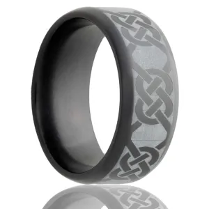 Celtic Knot Engraved Black Zirconium Ring