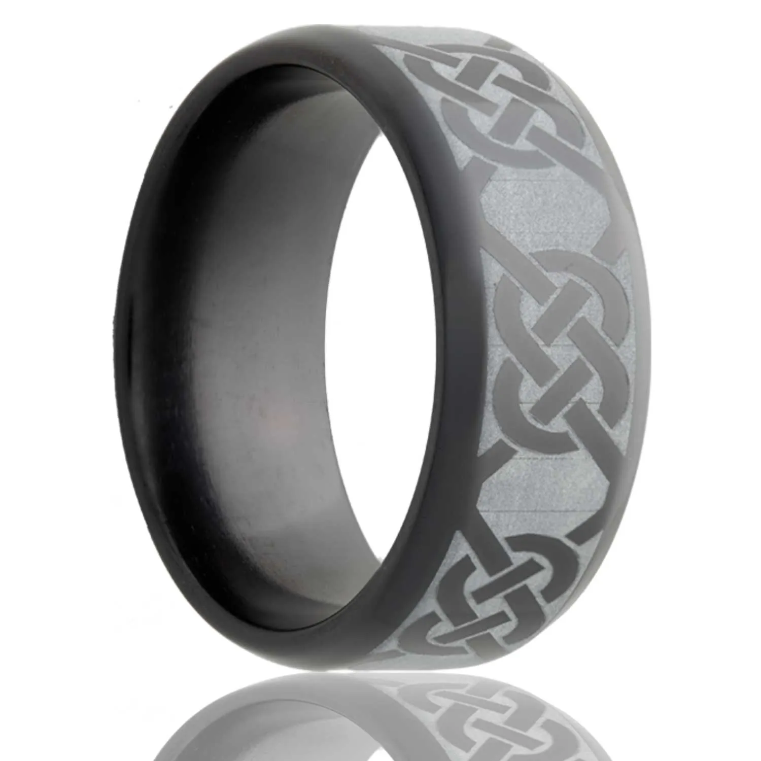 Celtic Knot Engraved Black Zirconium Ring