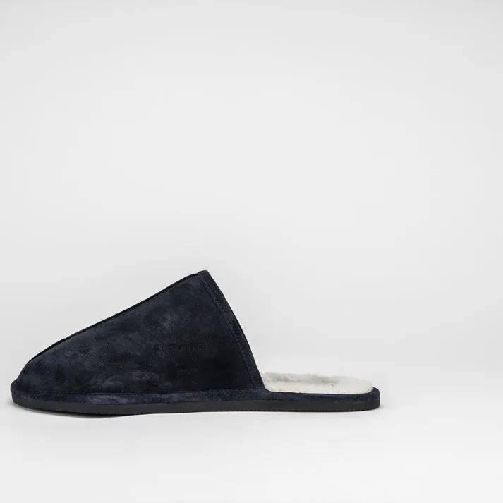Charlton Navy Suede Slippers in Navy