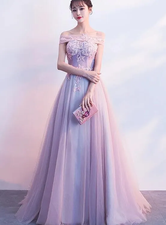 Charming Lilac Tulle Prom Dress ,A-line Party Dress