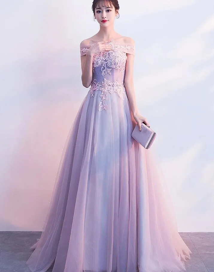 Charming Lilac Tulle Prom Dress ,A-line Party Dress