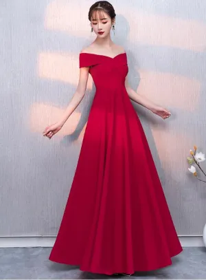 Charming Red Off Shoulder Sweetheart A-line Party Dress, Red Bridesmaid Dress