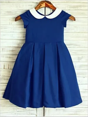 Chiffon Short Sleeves Princess Scoop Flower Girl Dresses Tea Length Dress
