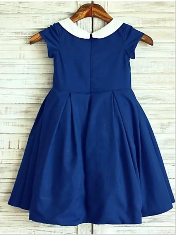 Chiffon Short Sleeves Princess Scoop Flower Girl Dresses Tea Length Dress