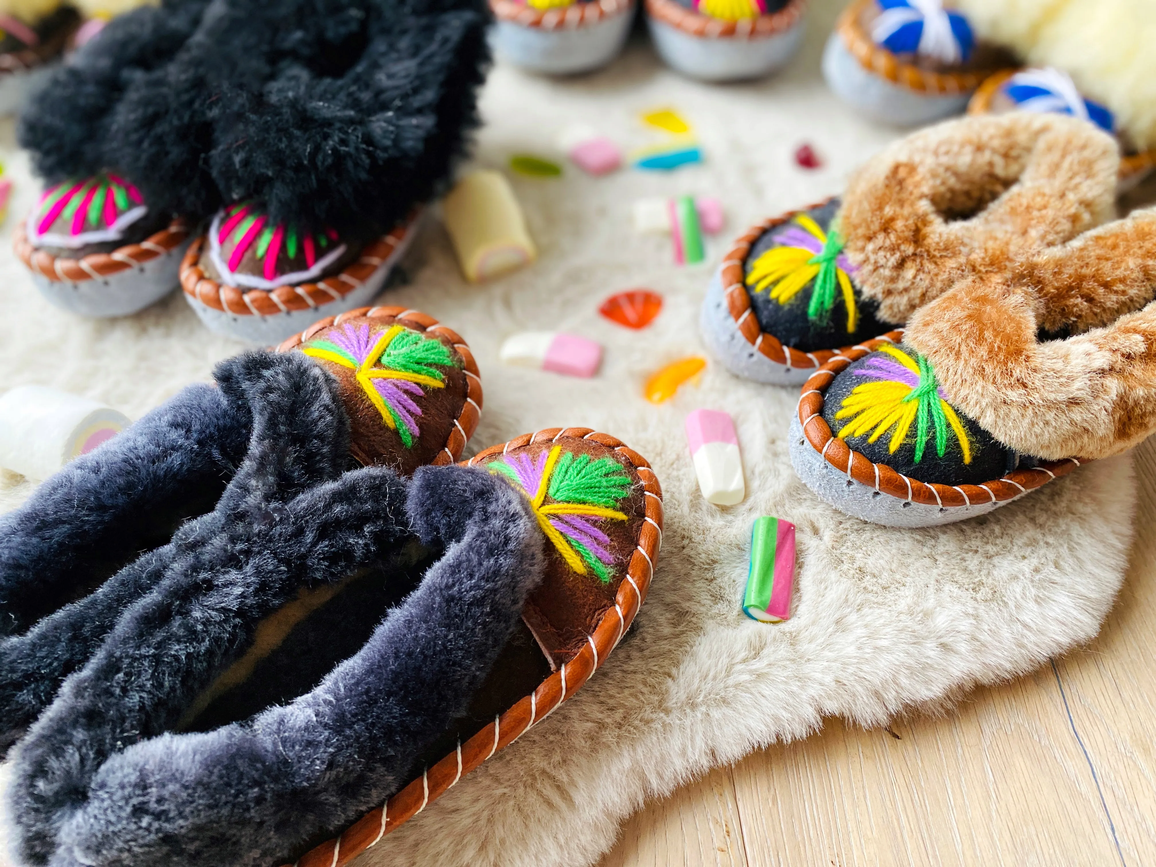 Children's Multicolour Embroidered Slippers Lucky Dip [Seconds]