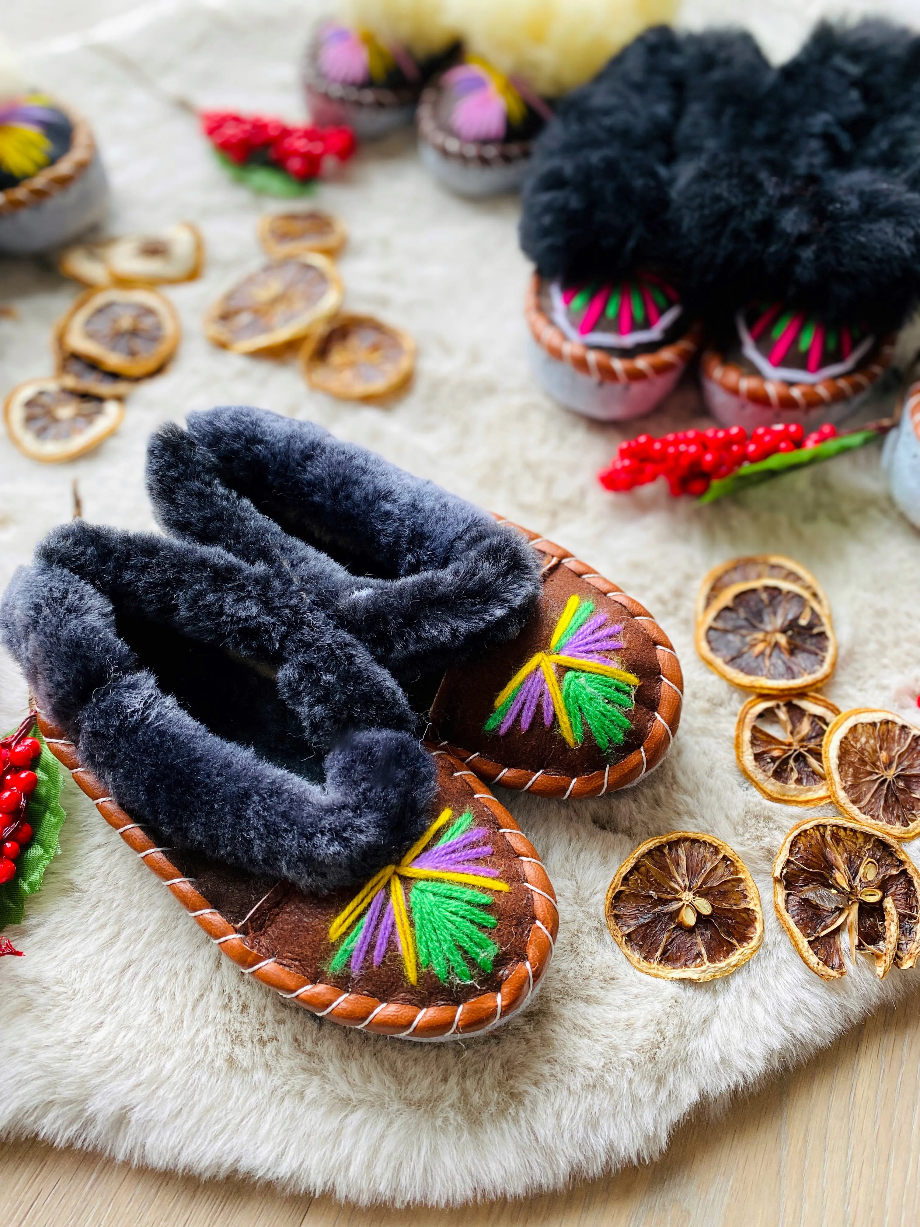 Children's Multicolour Embroidered Slippers Lucky Dip [Seconds]