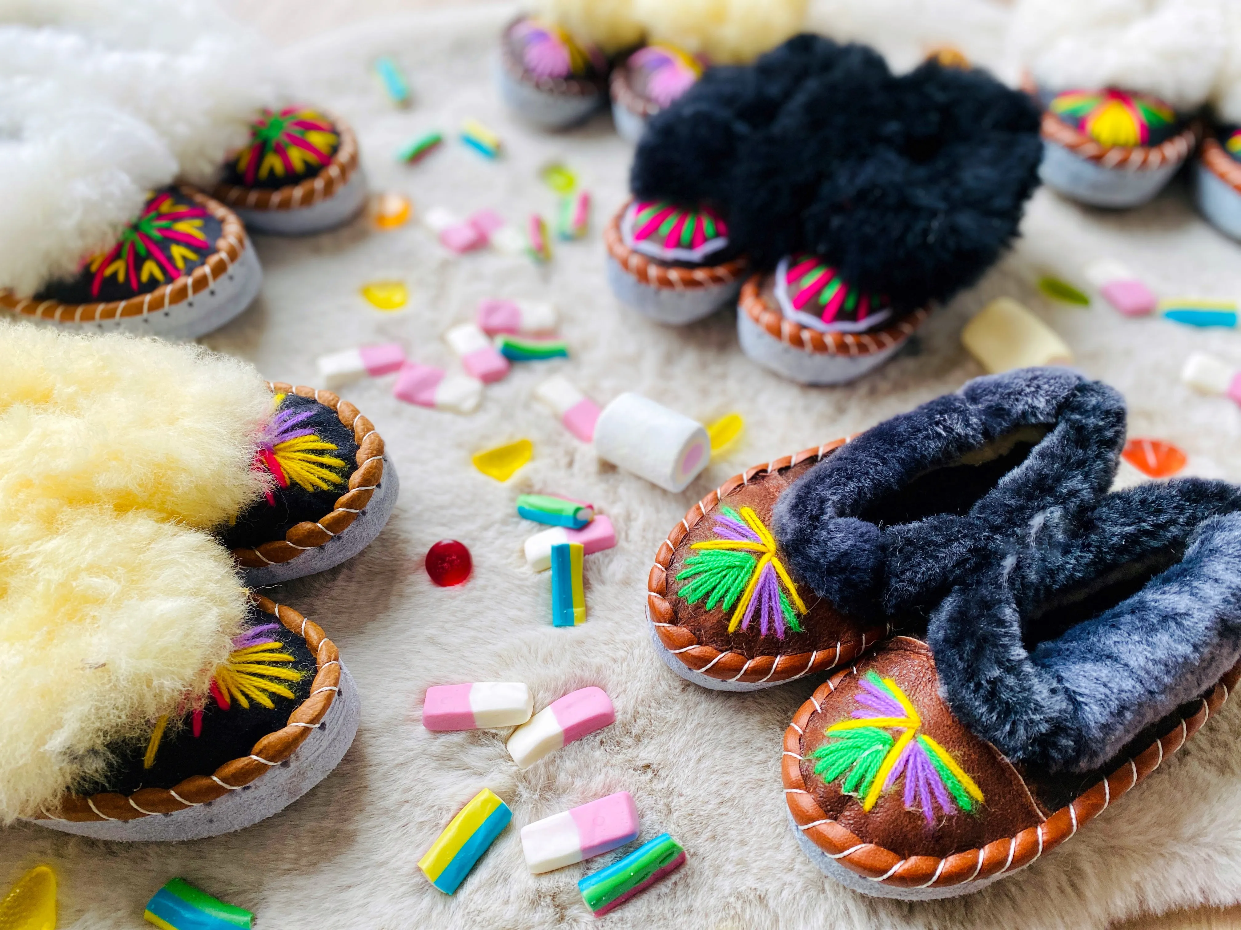 Children's Multicolour Embroidered Slippers Lucky Dip [Seconds]