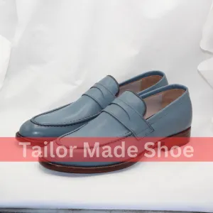 Classic Blue Leather Loafers Tailor-Made Blue Leather Loafers – Luxury Footwear for Men – Timeless Elegance & Comfort Perfect Blend of Style & Comfort