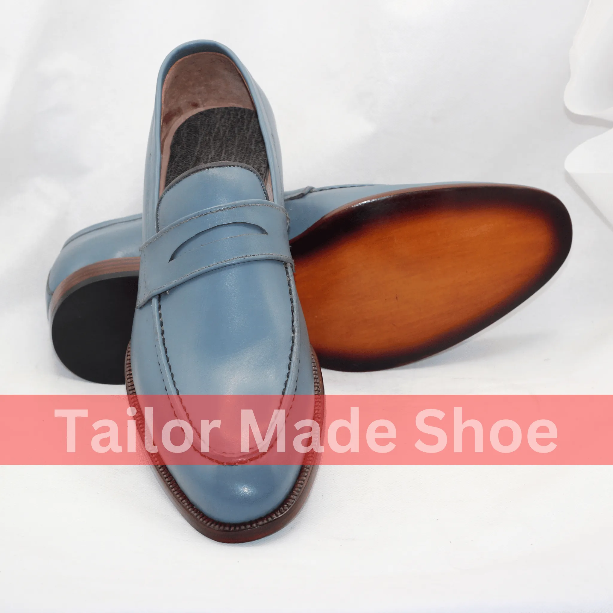 Classic Blue Leather Loafers Tailor-Made Blue Leather Loafers – Luxury Footwear for Men – Timeless Elegance & Comfort Perfect Blend of Style & Comfort