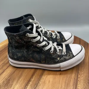 Converse CTAS Lift Shoes Youth Size 5 Black/Metallic Butterfly School Sneakers