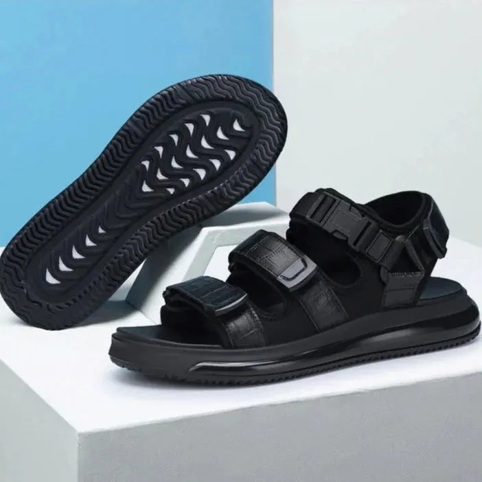 Crocodile Mens Leather Sandal (Wood Brown)