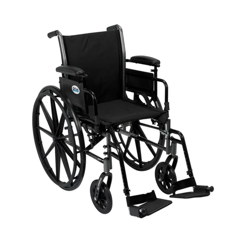 Cruiser III Light Weight Wheelchair with Flip Back Removable Arms, Adjustable Height Desk Arms, Swing away Footrests, 20" - 1 Each