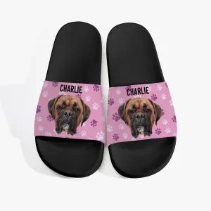Custom Dog Photo Sandals, Personalized Casual Slides, Custom Dog Portrait Slippers for Dog Lovers