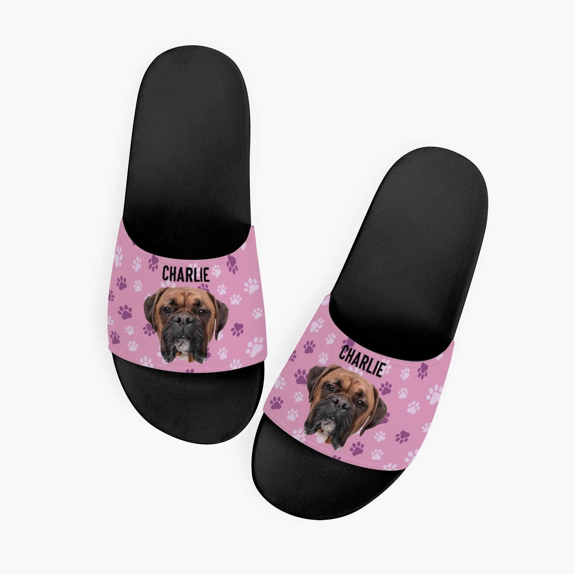 Custom Dog Photo Sandals, Personalized Casual Slides, Custom Dog Portrait Slippers for Dog Lovers