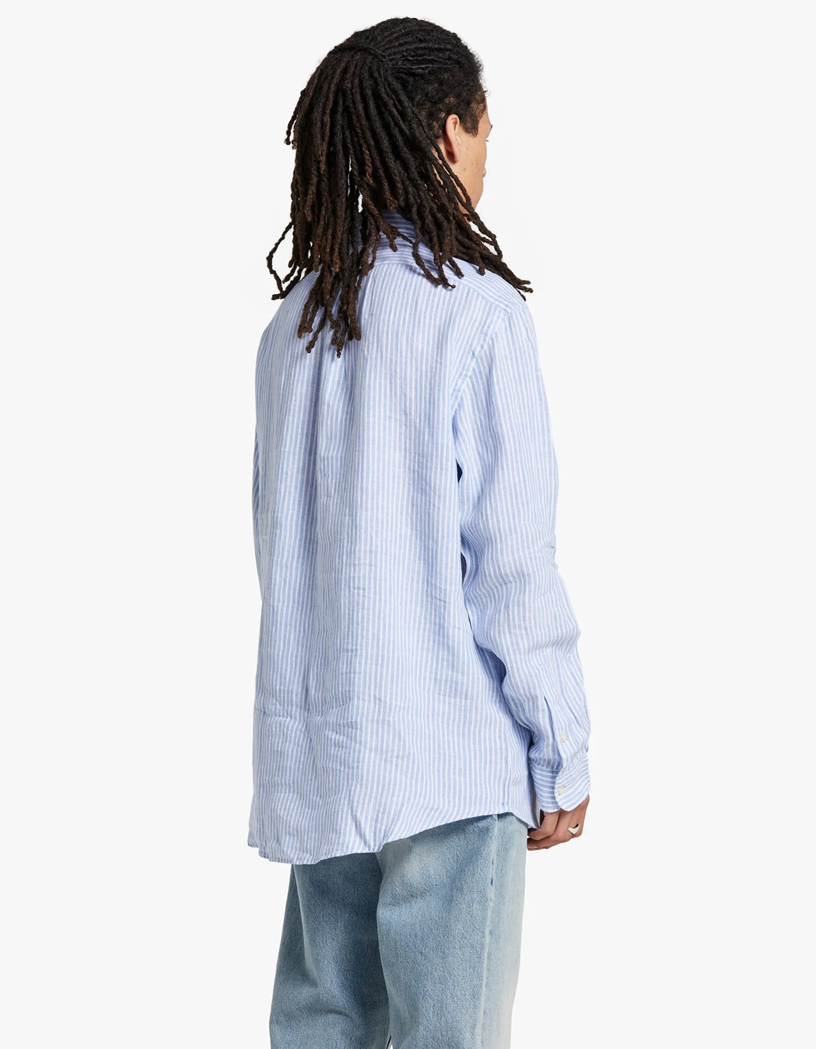 Custom Fit Long Sleeve Sport Shirt - 3334A Blue/White
