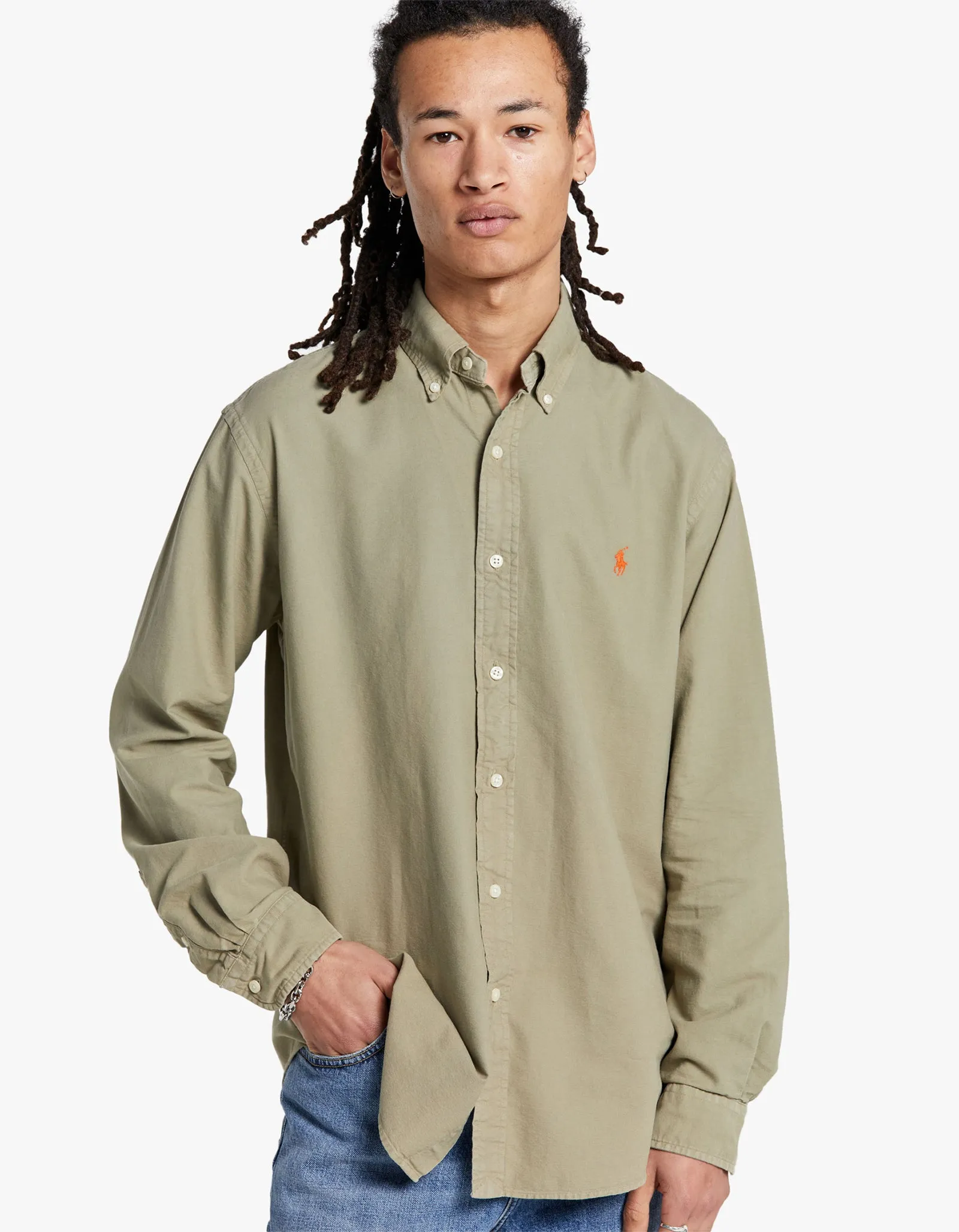 Custom Fit Long Sleeve Sport Shirt - Sage Green