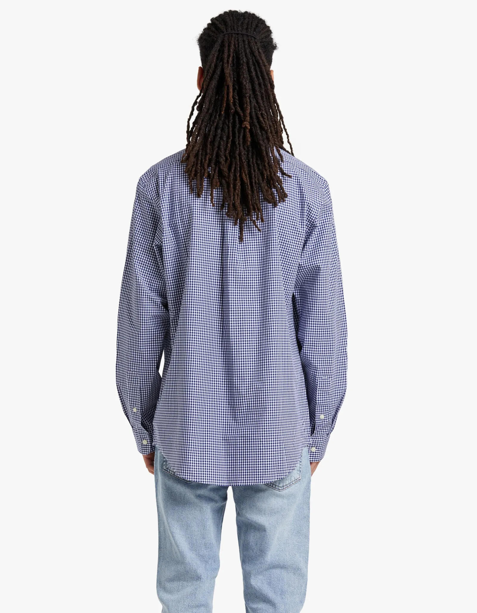 Custom-Fit L/S Sport Shirt - Navy/White