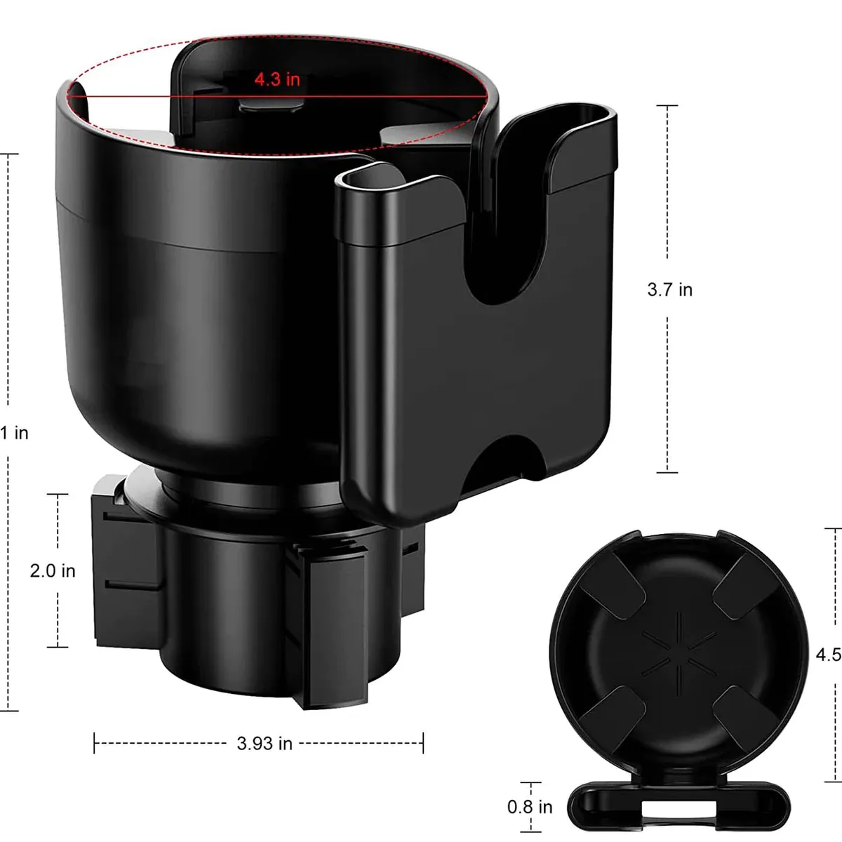 Custom Text Car Cup Holder 2-in-1, Car Cup Holder Expander Adapter with Adjustable Base, Car Cup Holder Expander Organizer with Phone Holderr