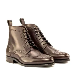 DapperFam Valiant in Dark Brown Men's Italian Leather Military Brogue