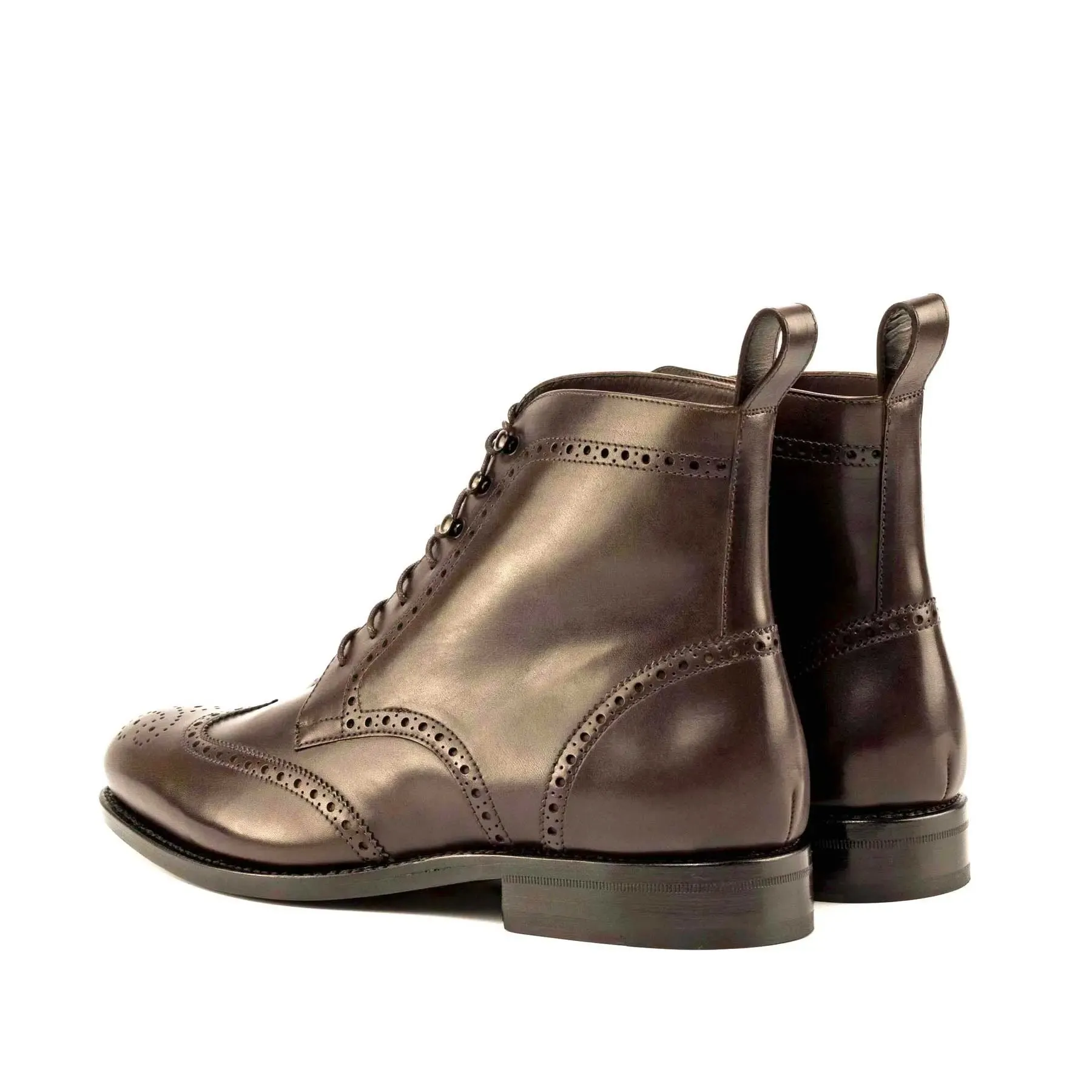 DapperFam Valiant in Dark Brown Men's Italian Leather Military Brogue
